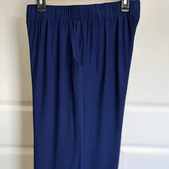 Johnny Was Pants Cropped Palazzo Wide Leg Elastic Waist Pockets Navy Blue M NWT - Picture 6 of 11